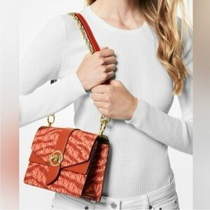 285- MICHAEL KORS Greenwich Small Animal Print Logo Crossbody Bag NWT